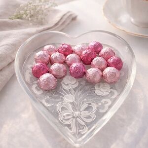 Mikasa Crystal Heart Dish Etched Rose Bouquet Candy Hostess Gift‎ Tray